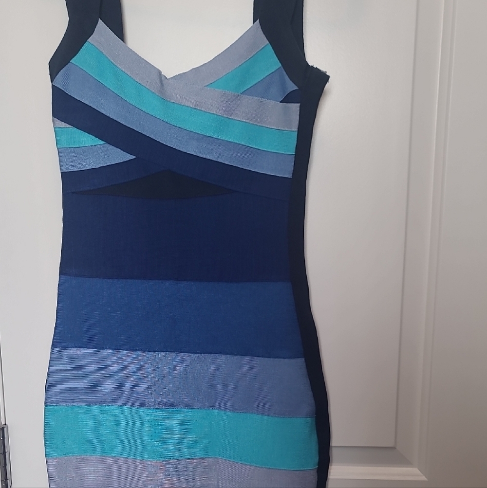 Elegant Blue Bandage Dress